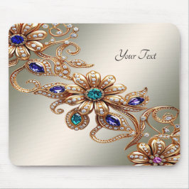 Elegant Gold Jewel Flowers Mousepad Musmatta