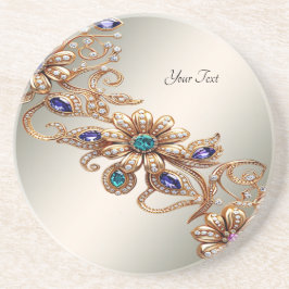 Elegant Gold Jewel Flowers Sandstone Coaster Underlägg