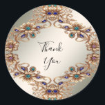 Elegant Gold Jewel Flowers Sticker Runt Klistermärke<br><div class="desc">Beautiful Elegant Gold Jewel Flowers Sticker</div>
