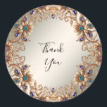 Elegant Gold Jewel Flowers Sticker Runt Klistermärke<br><div class="desc">Beautiful Elegant Gold Jewel Flowers Sticker</div>