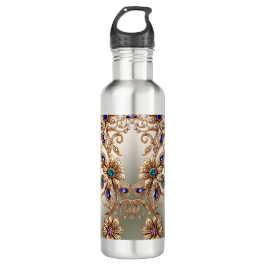 Elegant Gold Jewel Flowers Water Bottle