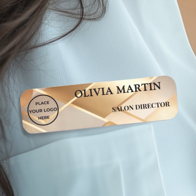 Elegant Gold Logo Magnetic Name Badge Namnbricka (Skapare uppladdad)