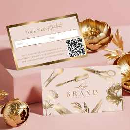 Elegant Gold Luxury Beauty Salon Business Brand Tidsbeställning Kort