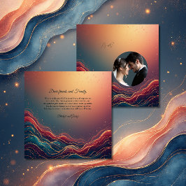 Elegant Gold Marble Navy Terracotta photo Wedding Tack Kort