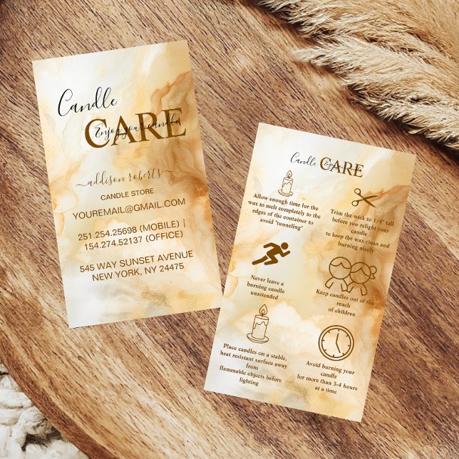 Elegant Gold Marble Professional Candle Care Visitkort (Skapare uppladdad)