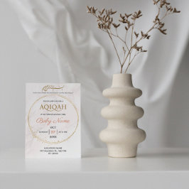 Elegant Gold Marmor Cream Pojke eller Flicka Aqiqa Inbjudningar