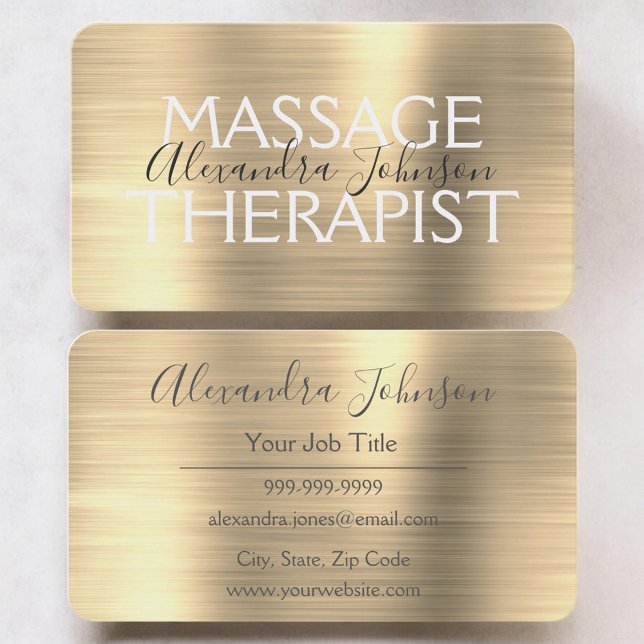 Elegant Gold Massage Therapist Visitkort (Skapare uppladdad)