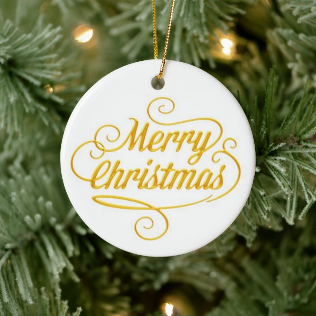 Elegant Gold Merry Christmas Text Ornament (Träd)