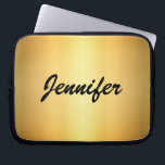 Elegant Gold Metallic Modern Script Personalized Laptop Fodral<br><div class="desc">Elevate your daily tech essentials with this Elegant Gold Metallic Modern Script Name Laptop Sleeve. Featuring a refined, minimalist design with a high-end editorial aesthetic, this sleeve showcases your custom name in a sophisticated gold script that mimics a metallic finish. Crafted for both style and durability, it provides a sleek...</div>