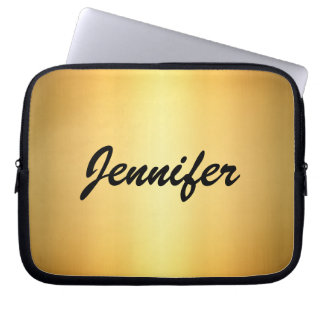 Elegant Gold Metallic Modern Script Personalized Laptop Fodral