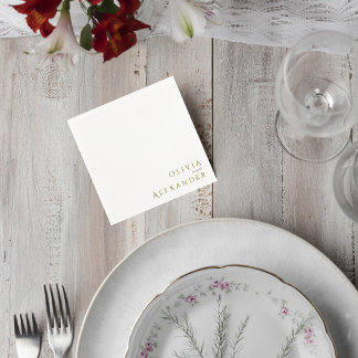 Elegant Gold Minimalist Wedding Cocktail Napkins Pappersservett