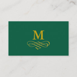 Elegant Gold Monogram and Calligraphy Visitkort