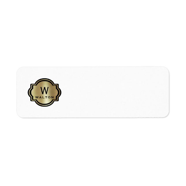 Elegant Gold Monogram File Folder Labels Returadress Etikett (Framsidan)