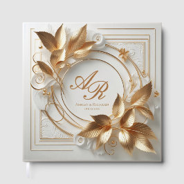 Elegant Gold Monogram Wedding Guest Book Gästböcker