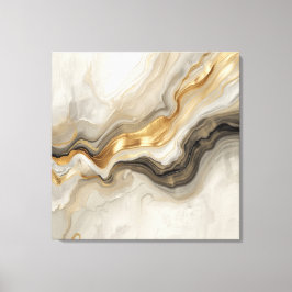 Elegant Gold & Neutral Marble Abstract Art Canvastryck