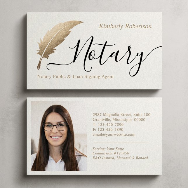  Elegant Gold Notary Calligraphy Business Card Visitkort (Skapare uppladdad)
