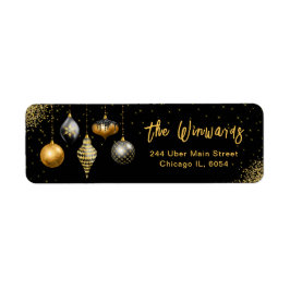 Elegant Gold Ornament Christmas Returadress Etikett