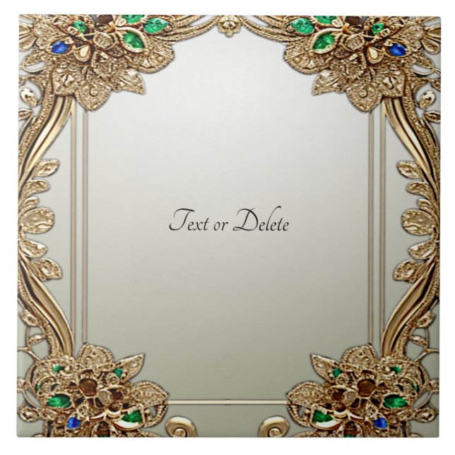 Elegant Gold Ornate Ceramic Tile Kakelplatta (Framsidan)