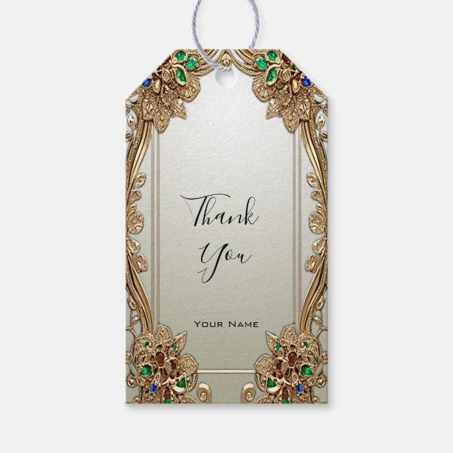 Elegant Gold Ornate Gift Tag Presentetikett (Framsidan)