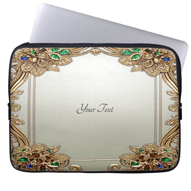 Elegant Gold Ornate Laptop Sleeve (Framsidan)