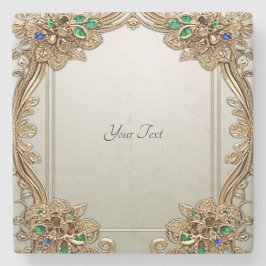 Elegant Gold Ornate Stone Coaster Stenunderlägg