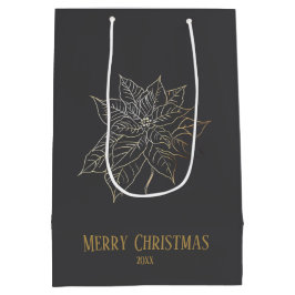 Elegant Gold Outline Poinsettia on Dark Background