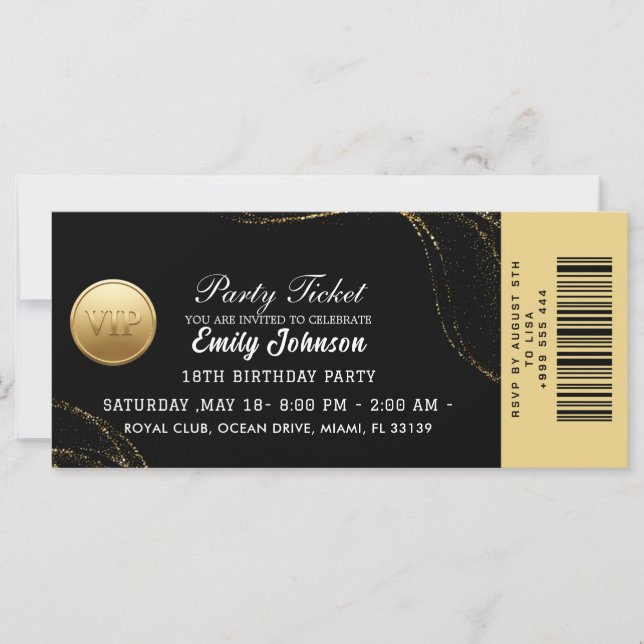 Elegant Gold Party Ticket Invitation (Framsida)