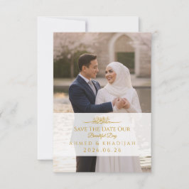 Elegant Gold Photo Save the Date Islamic Wedding  Spara Datumet