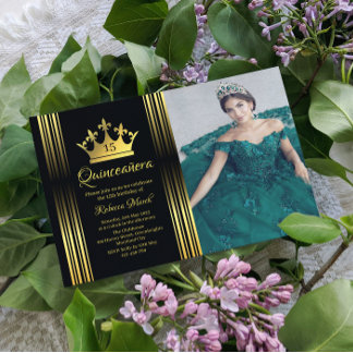 Elegant Gold Quinceanera Invitation Tilläggskort