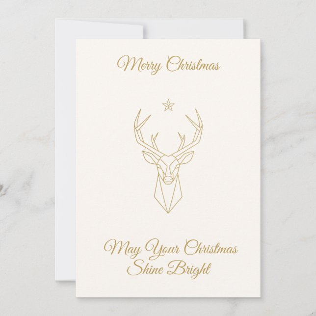✨ Elegant Gold Reindeer Christmas Card | Minimalis Julkort (Framsida)