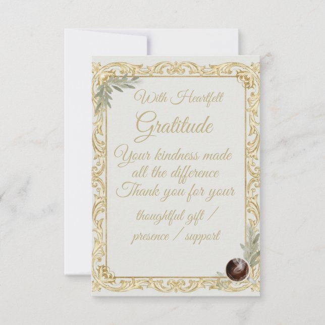 Elegant Gold Sage Holiday Thank You card Tack Kort (Framsida)