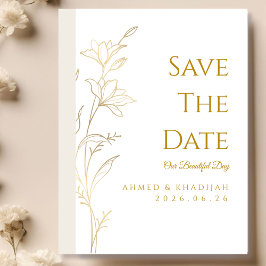 Elegant Gold Save the Date Islamic Wedding  Spara Datumet