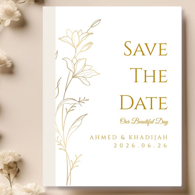 Elegant Gold Save the Date Islamic Wedding  Spara Datumet (Skapare uppladdad)