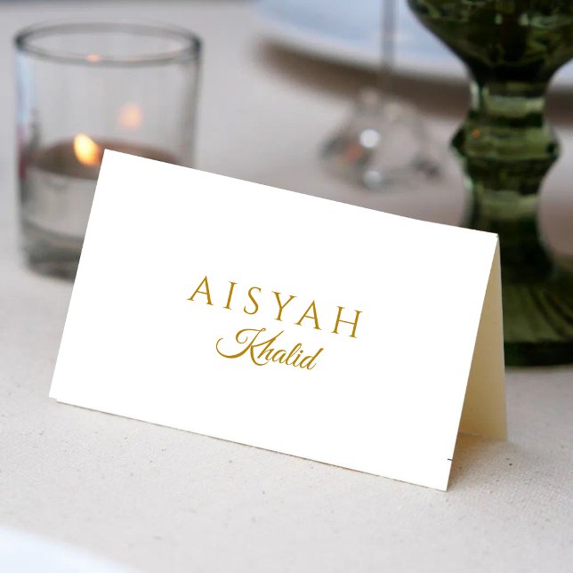 Elegant Gold Script Islamic Wedding Place Card (Skapare uppladdad)