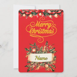 Elegant Gold Script Merry Christmas Photo Card Inbjudningar