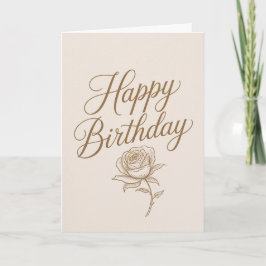 Elegant Gold Script Minimalist Birthday Card Kort