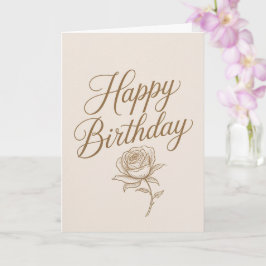 Elegant Gold Script Minimalist Birthday Card Kort