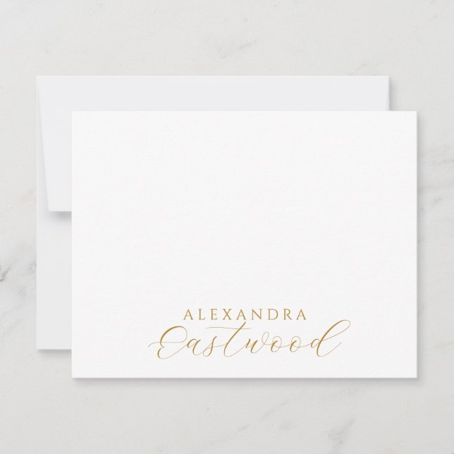Elegant Gold Script Name Typography Anteckningskort (Framsida)
