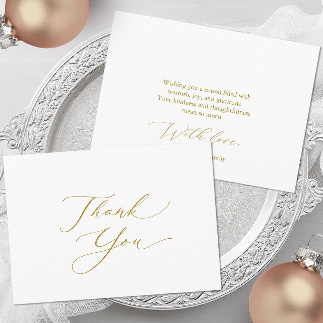 Elegant Gold Script Thank You Card Julkort (Skapare uppladdad)