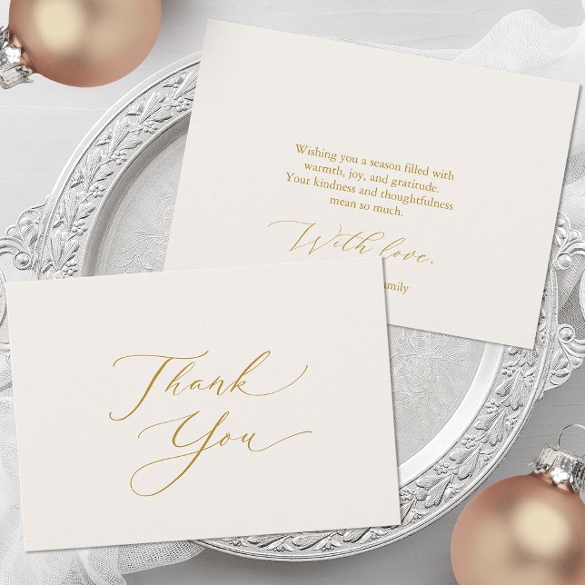 Elegant Gold Script Thank You Card Julkort (Skapare uppladdad)
