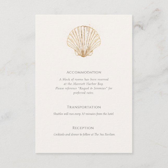 Elegant Gold Seashell information Details Tilläggskort (Framsida)