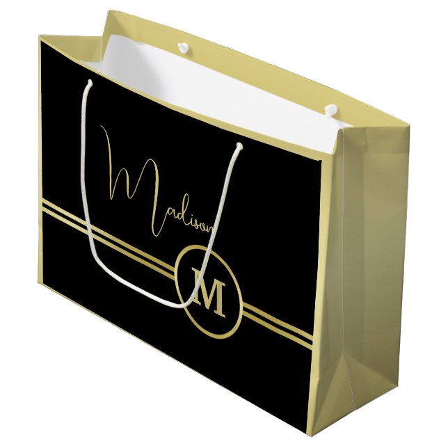 Elegant Gold Signature Monogram on Black (Framsidan Vinklad)