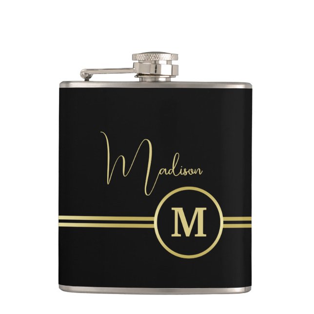 Elegant Gold Signature Monogram on Black Fickplunta (Framsidan)