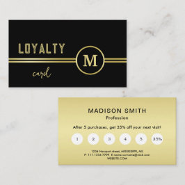 Elegant Gold Signature Monogram on Black Lojalitetskort