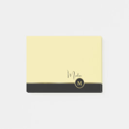 Elegant Gold Signature Monogram on Black Post-it Block