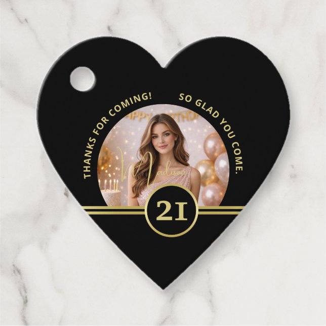 Elegant Gold Signature Monogram with Photo Gåvor Etiketter (Framsida)