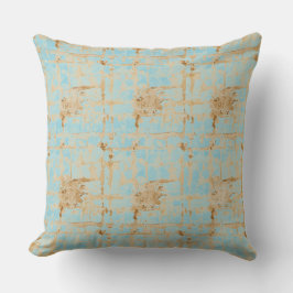 Elegant, Gold Soft Blue Checkered Abstract Pattern Kudde