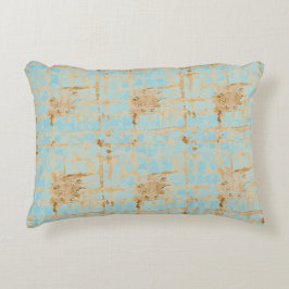 Elegant, Gold Soft Blue Checkered Abstract Pattern Prydnadskudde