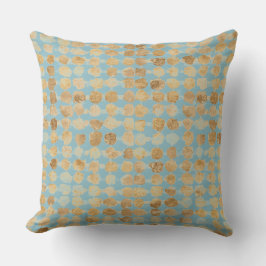 Elegant, Gold Soft Blue Polkadot Pattern Kudde