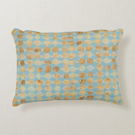 Elegant, Gold Soft Blue Polkadot Pattern Prydnadskudde